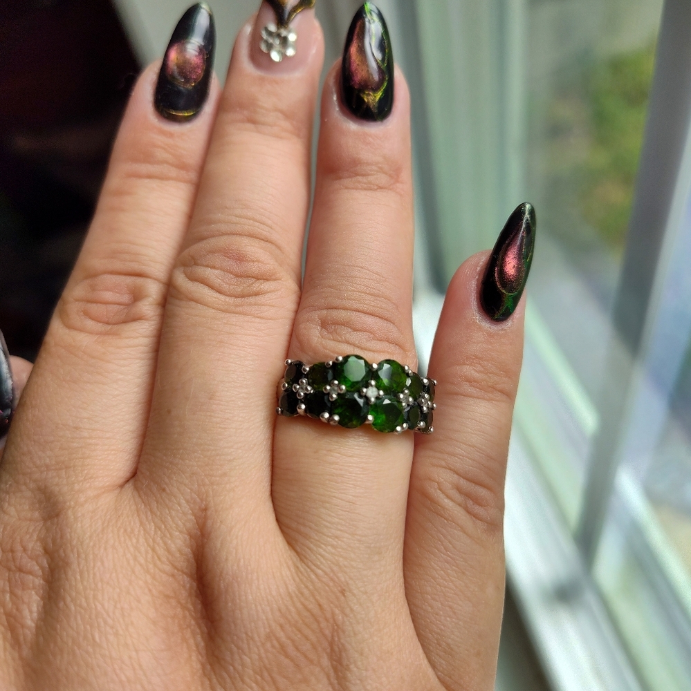 Chrome diopside sterling ring sz 8